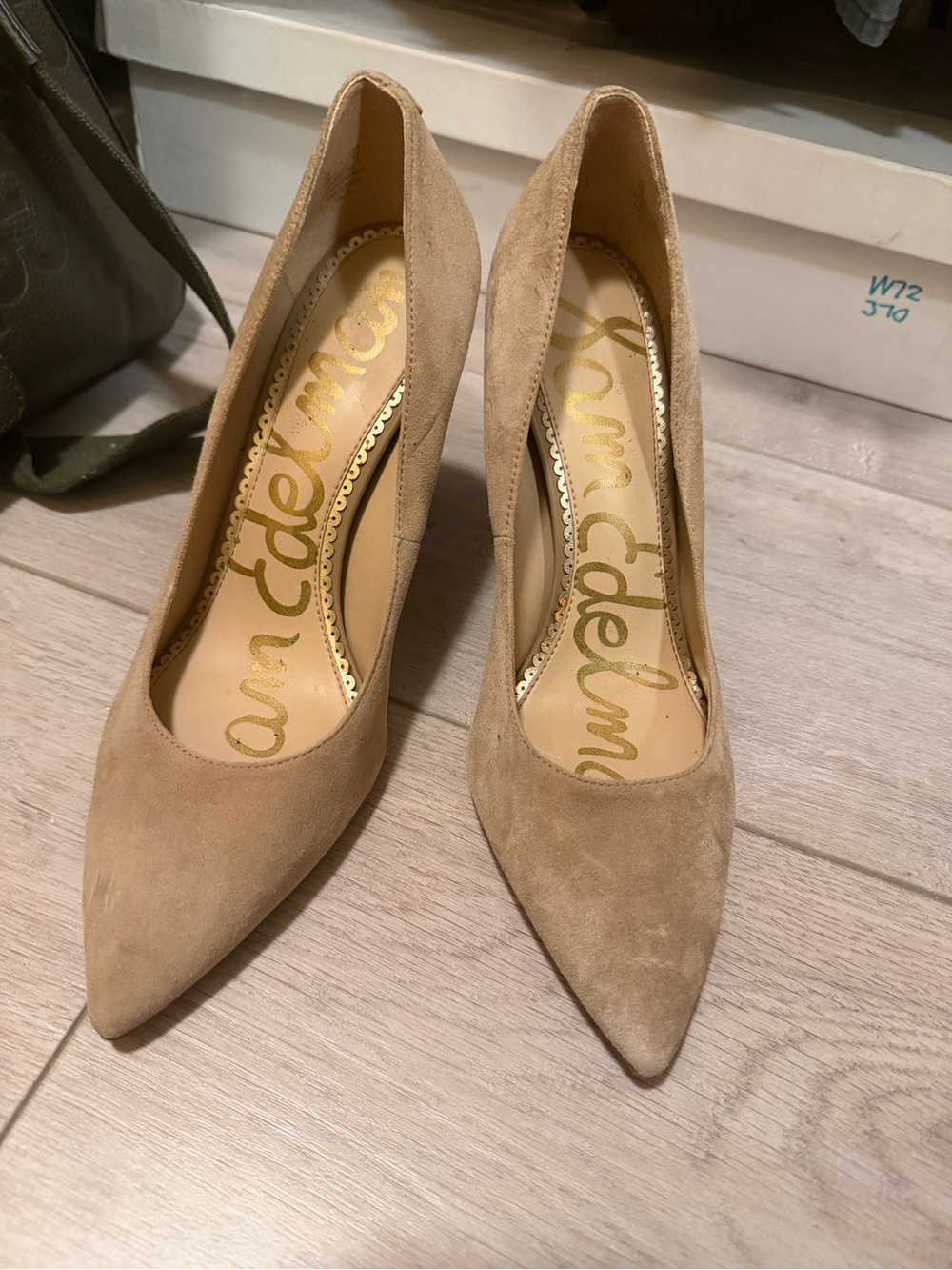 Sam Edelman Tan Suede Pointed-Toe Pumps